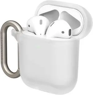 RHINOSHIELD AirPods Case with Carabiner Compatible with Apple [AirPods Serie 2/1] | Military Grade Drop Protection, Scratch Resistant, Wireless Charging - [Transparent, Standard Set]