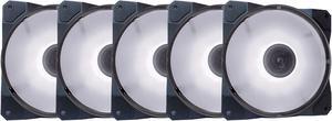 Apevia CO512L-WH Cosmos 120mm White LED Ultra Silent Case Fan w/ 16 LEDs & Anti-Vibration Rubber Pads (5 Pk)