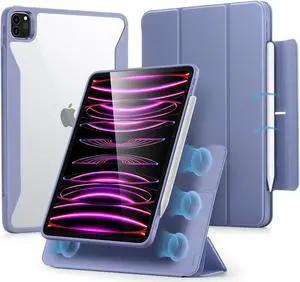 ESR for iPad Pro 12.9 Inch Case (2022/2021), iPad Pro 12.9 Case 6th/5th Generation with Pencil Holder, Detachable Magnetic Cover, Vertical Stand, Auto Wake/Sleep, Rebound 360 Series, Lavender