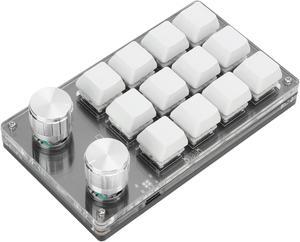 12 Key Mini Keyboard One Handed Mechanical Gaming Keyboard, Multifunctional Shortcut Programmable Macro Keyboard with Button for Vista Macos (Black White)