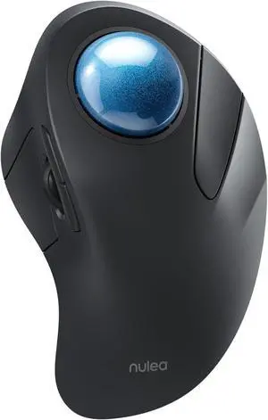 Nulea Wireless Ergonomic Trackball Mouse, Rechargeable, Bluetooth Rollerball Mouse, 44mm Index Finger Trackball, 5 Adjustable DPI, Compatible with PC, Laptop, iPad, Mac, Windows, Android