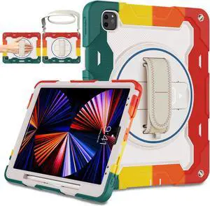 ROISKIN for iPad Pro 12.9 -Inch Case (6th, 5th, 4th & 3rd Gen) with HD Screen Protector, 360 Stand, Hand Strap, Pencil Holder,Shoulder Strap,Rugged Bulky Full Body 12.9 iPad Pro Case