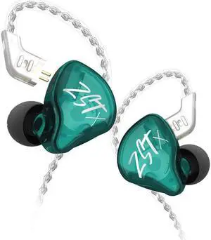 KZ ZST X in-Ear Monitors, Upgraded Dynamic Hybrid Dual Driver ZSTX Earphones, HiFi Stereo IEM Wired Earbuds/Headphones with Detachable Cable for Musician Audiophile (Without Mic, Cyan)