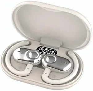 URIZONS Earhook TWS Gaming On Ear Earbuds Wireless Earphones - Low-Latency with charging case Bluetooth Over Ear Headphones TWS Headset Suitable for Gamers/Runners/Fitters/Sport -Beige