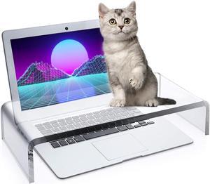 VTZEOTQ Acrylic Monitor Stand Riser Anti-Cat Laptop Cover Protector, Crystal Clear Laptop Stand, 16 inch Computer Monitor Riser for Home Office