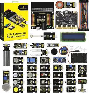 KEYESTUDIO 37 in 1 Box Starter Kit with BBC Micro bit Controller Board V2.2, Great 37 Sensors Microbit Accessories Kit for Teens Adults Coding Electronics