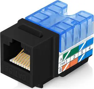 Everest 90° Angled RJ45 Cat5e Keystone Jacks 50-Pack in Black - Slim Profile Female RJ45 Connectors - Cat 5e Keystone Jack - Compatible with 90° Angled Speed Termination Tool - easyJACK (B094WB91H3)