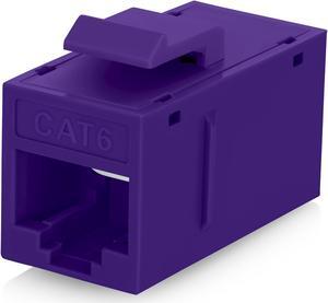 Everest Media Solutions RJ45 CAT6 Keystone Coupler in Purple - 48-Pack - Female to Female Ethernet Keystone Jack for Standard Wall Plates & Patch Panels - UTP Inline RJ45 Coupler Extender
