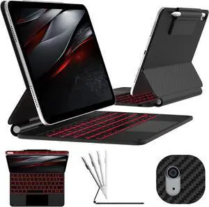 typecase Edge Keyboard for iPad 10th Generation (10.9", 2022) - 11 Colors Backlit, Thin, Multi-Touch Trackpad, BT, Magnetic Clasp Keyboard Case for iPad 10th Gen 10.9 - Carbon Fiber