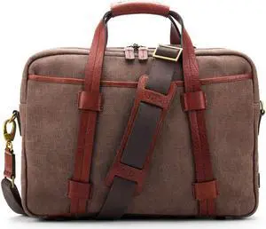 Bosca Canvas/Washed Bag Top Zip Laptop Bag (Brown/Dark Brown)