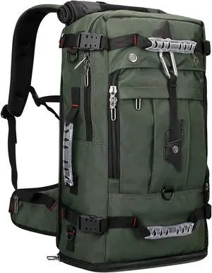 WITZMAN Travel Backpack for Men Convertible Duffle Luggage Bag fit 18 Inch Laptop Carry On Bags for Airplane (B681 Army Green)