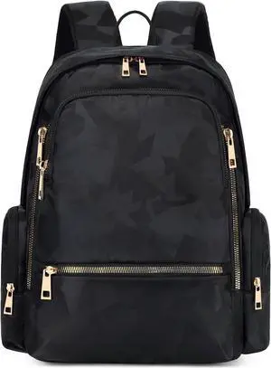 Backpack for Women Men Travel Laptop 15.6 Inch Computer Backpacks Anti Theft Carry on Bag College Bookbag Large Back Pack for Work Business Traveling Commuter Casual Daypack Black & Gold Hardware