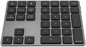 ASHATA Numeric Keypad,34 Keys Mini Portable Bluetooth Numpad,Ergonomic Bluetooth Numeric Keypad Aluminum Alloy HUB Type-C USB 3.0 Numeric Pad for Windows (Black)