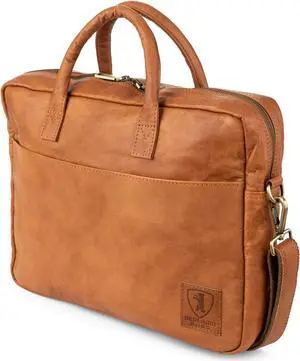 BERLINER BAGS Vintage Genuine Leather Laptop Bag Madrid, Work Bag, Briefcase for Men and Women - Brown
