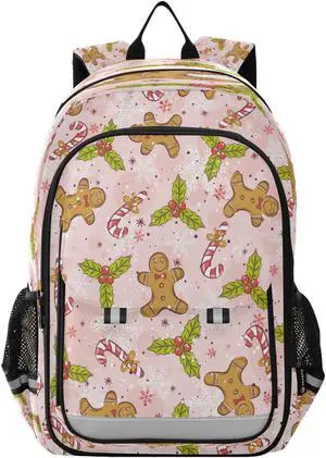 BOESI Christmas Gingerbread and Snowflakes laptop backpack travel work backpack multifunctional adjustable shoulder straps suitable for work, travel, leisure for both men and women 17.7"