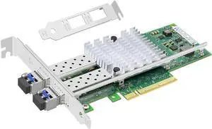 Buacoz 10Gb PCI-E X8 Dual SFP+ Port Fiber Fiber Optic Network Card,(with 2 Piece Single Mode Optical Module) with Intel 82599 Chip - X520-LR2 Ethernet Server Adapter Support Windows/Linux/VMware