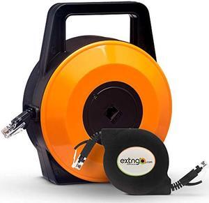 EXTNGO Retractable Network Cable Extender, 50 Ft (15 Meter) CAT 6 Ethernet Cable Flat-Portable 1Gbps Data Speed-Swiftly Setup Temp Networks-Cascadable Male-Female RJ45 Connector-UTP Cable Reel