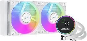 COOLLEO ICE Fairy 240 Digital White ARGB 240mm AIO CPU Cooler,Three-Phase Nine-Stage Water Pump 280W TDP Liquid CPU Cooler for AMD AM4/AM5 & Intel LGA 115X/1200/1700