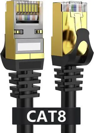 Cat 8 Ethernet Cable 40ft Shielded, Indoor&Outdoor, Heavy Duty High Speed Direct Burial 26AWG Cat8 Network Wire, 40Gbps 2000Mhz SFTP Patch Cord, in Wall&Weatherproof RJ45 Cable for Router/Modem/Xbox