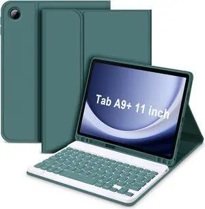 GOKOCO for Samsung Galaxy Tab A9 Plus 2023 11 inch Keyboard Case,Magnetically Detachable Wireless Bluetooth Keyboard for SM-X210/X215/X216-Dark Green