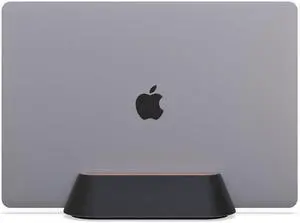 KUSOVILI Vertical Laptop Stand for Desk, Adjustable Vertical Laptop Holder, Walnut Wood and Ebony Leather Desktop Dock for Apple MacBook Pro, Surface, Lenovo, Dell and More (0.4'' to 1.5'')