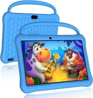 NEWISION 10 inch Kids Tablet, Android 13 Tablet for Kids 2GB+64GB, Toddler Tablet with Kids Case, 6000mAh, Bluetooth 5.0, WiFi,iWawa Pre Installed, Parental Control,Educational Games(Blue)