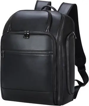 TIDING Men's Genuine Leather 17.3 Inch Laptop Backpack Overnight Weekender Daypack 24.5L Travel Rucksack_X-large
