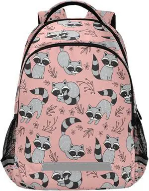 Vozoza Cute Racoon Backpack for Girls Kids Boys School Bookbags,Student Laptop Backpack Carrying Bag Casual Lightweight Travel Sports Day Packs