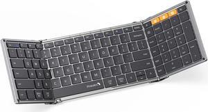 ProtoArc Foldable Bluetooth Keyboard, XK01 Folding Wireless Portable Keyboard with Numeric Keypad, Full-Size Travel Keyboard for iPad Tablet Smartphone Laptop PC Windows iOS Android, Space Gray