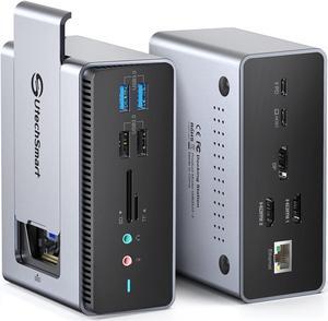 UtechSmart Docking Station with SSD Enclosure,15 in 1 Triple Monitors USB C Docking Station Hard Drive,Compatible with macOS&Windows (2*HDMI,DP, PD3.0,SD/TF,RJ45,Audio&Micro,USB Ports)