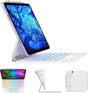 typecase Edge Keyboard Case for iPad 10th Generation 10.9" (2022) - Magnetic Keyboard Case with Multi-Touch Trackpad, 11 Colors Backlight, Pencil Holder, Slim & Lightweight - White