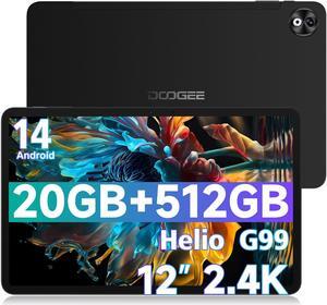 DOOGEE T40 PRO 12 Inch Android 14 Tablet,2.4K Gaming Tablet with Helio G99,20GB RAM+512GB ROM (2TB TF), 7.6mm Slim Tablets, 10800mAh,Dual SIM 4G,2.4G&5G WiFi/Face Unlock/BT5.0/GPS/OTG, Black