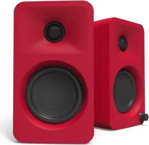 Kanto ORAMR 100W Powered Reference Desktop Computer Speakers with Bluetooth 5.0 and USB-C Input | Bi-Amplified | 100 Hz Automatic Crossover | Reference Quality Sound | Pair | Matte Red