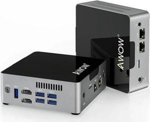 AWOW AK34 Mini PC Intel J3455, 6GB DDR4 RAM 256GB SSD, Mini Desktop Computer Dual LAN/Dual 4K Display/Dual WiFi/Bluetooth/2x HDMI/5x USB3.0 Ports Micro PC for Home/Office/Business