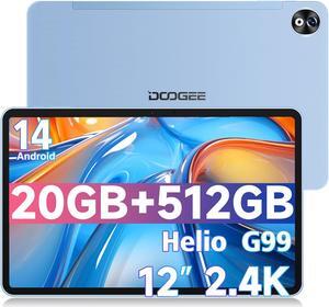 DOOGEE T40 PRO 12 Inch Android 14 Tablet,2.4K Gaming Tablet with Helio G99,20GB RAM+512GB ROM (2TB TF), 7.6mm Slim Tablets, 10800mAh,Dual SIM 4G,2.4G&5G WiFi/Face Unlock/BT5.0/GPS/OTG, Blue