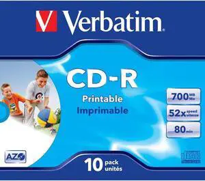 VERBATIM CD-R 80MIN/700MB X52 Inkjet P10
