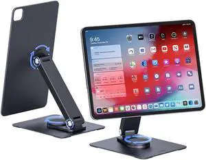 Hagibis Magnetic iPad Stand, 360° Rotatable Adjustable Tablet Holder Foldable Aluminium Alloy Mount for iPad Pro M4 2024(iPC20-1)