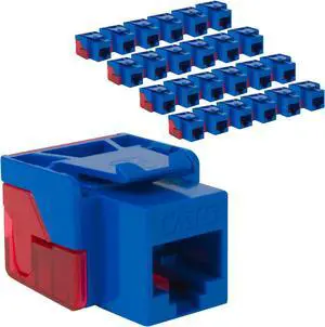 ICC CAT6 Keystone Jack with Inline IDC No Pair Split Wiring (Easier Termination) UL Listed PoE++ TAA Compliant for Wall Plate or Patch Panel, Works with JackEasy Termination Tool, Blue, 25 Pack