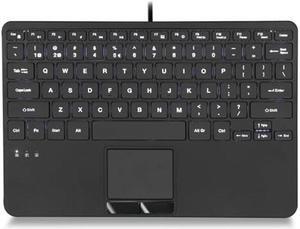 Perixx PERIBOARD-425 US Wired Mini USB Keyboard with Touchpad, X Type Scissor Keys, White Backlit, 2 USB Hubs, Compact 11.18x7.17x1.1 Inches, US English