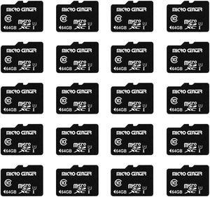 Micro Center 64GB Class 10 Micro SDXC Flash Memory Card 20 Pack with Adapter for Mobile Device Storage Phone, Tablet, Drone & Full HD Video Recording - 80MB/s UHS-I, C10, U1 (20 Pack)