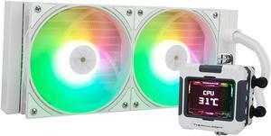 Thermalright FW240 White ARGB V2 CPU AIO Cooler,PC 240 Specification Water Cooler System,IPS LCD Screen with 320 * 240 Resolution,for AM5&Intel LGA1700/1851,CPU Cooler Comes with 2.4-inch LCD Display