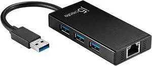 j5create USB 3.0 Multi-Adapter Hub- 3X USB 3.0 SuperSpeed Ports, Gigabit RJ45 Ethernet, Compatible with Windows and MacOS