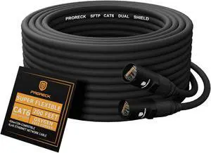 PRORECK SFTP CAT6 Dual Shielded Ethernet Cable with EtherCON RJ45 Connectors,200ft, High-Speed, Ideal for Pro Sound Systems, Studio, and Live Performances (PR-C6B-200)