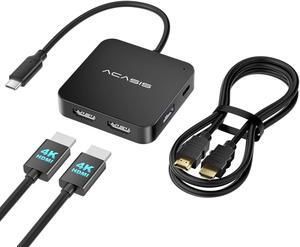 ACASIS USB C Hub Dual HDMI Bundle with 4K 60Hz HDMI Cable, 100W PD Charging, 5Gbps USB C and USB A Data Ports, USB C Docking Station Dual Monitor Adapter for MacBook/Dell/HP/Surface/Lenovo/Steam Deck