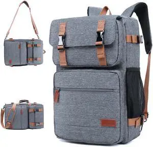 MOLNIA 3 in 1 Laptop Bag for Men, 15.6 Inches Office Laptop Work Bags, Computer Bags for Laptops for Men Women, Business Backpack, Briefcases Messenger Crossbody Shoulder Bag for Men, Gray