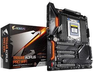 GIGABYTE TRX40 AORUS PRO WIFI (sTRX/AMD/TRX40/Fins-Array Heatsink/12+2 Phases Infineon Digital VRM/3x PCIe 4.0x4 M.2/Intel WiFi 6/Intel GbE LAN/ATX/Motherboard)