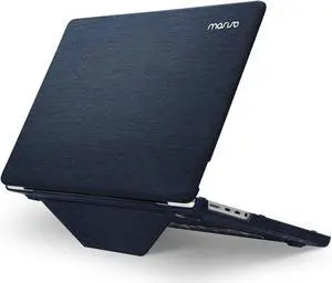 MOSISO Compatible with MacBook Pro 14 inch Case 2024 2023 2022 2021 M4 M3 M2 M1 A3112 A3185 A3401 A2918 A2992 A2779 A2442, Knit Fabric Coated Plastic Hard Shell Case with Fold Kickstand, Haze Blue