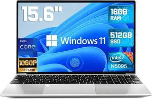 ANPCOWER 2025 Newest 15.6'' Laptop Windows 11, 16GB RAM 512GB PCIe SSD, Intel N5095 Processor(Max 2.9 GHz), 1080P Full HD Display, Backlit Keyboard, Fingerprint, Webcam, HDMI Type-A, WiFi, BT 4.2