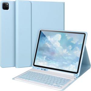 Keyboard Case for iPad Air 13 2024 M2,iPad Pro 12.9 '' 6th/5th Generation,iPad Pro 12.9'' Generation Case with Keyboard 2022,Detachable Bluetooth Keyboard for iPad Pro 12.9'' with Pencil Holder,Blue