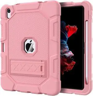 Azzsy Case for iPad (A16) 11th Generation 11 Inch 2025 / iPad 10th Generation 10.9 Inch 2022, [Built-in Pencil Holder] Heavy Duty Shockproof Rugged Protective Case, Rose Gold2